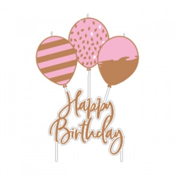 VELA H. BDAY GLOBOS ORO ROSA