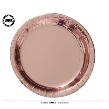 P/6 PLATO 23CM ORO ROSA