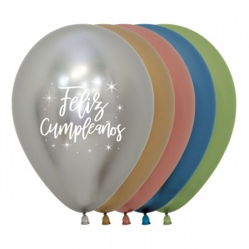 B/12 GLOBO REFLEX FELIZ CUMPLE