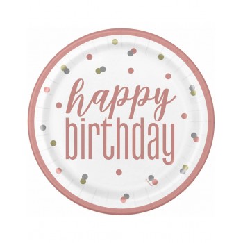 P/8 PLATO 23CM HAPPY BDAY ROSA