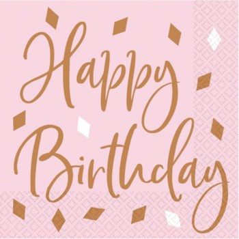 P/16 SERV.HAPPY BDAY ROSA ORO
