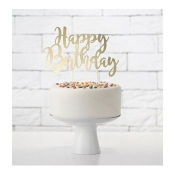 CAKE TOPPER HAPPY BDAY ORO 22C