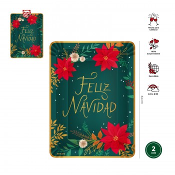 P/2 BANDEJA METAL XMAS 25X34CM
