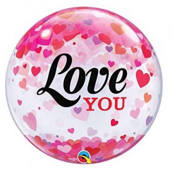 GLOBO 22"LOVE YOU CONFETTI COR