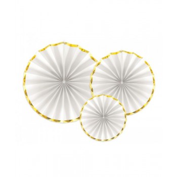 SET 3 ABANICOS DECO. BLANCO OR