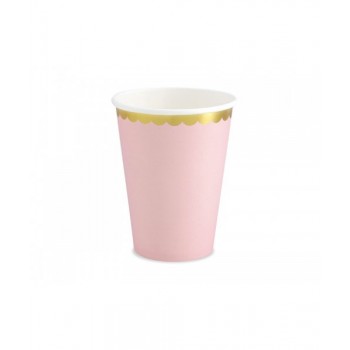 P/6 VASO ROSA BORDE ORO