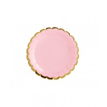 P/6 PLATO ROSA 18CM BORDE ORO