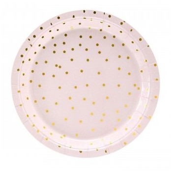 P/6 PLATO 18CM ROSA TOPOS ORO