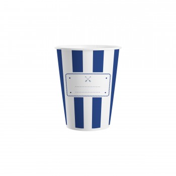 P/8 VASO CARTON RAYAS AZUL MAR