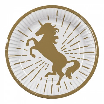 P/10 PLATO PAPEL UNICORNIO DOR