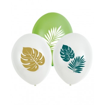B/6 GLOBO LATEX HOJAS TROPICAL