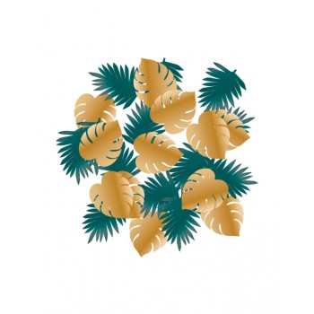 CONFETTI HOJAS TROPICAL PAPEL
