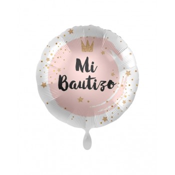 GLOBO 18"MI BAUTIZO ROSA CORON
