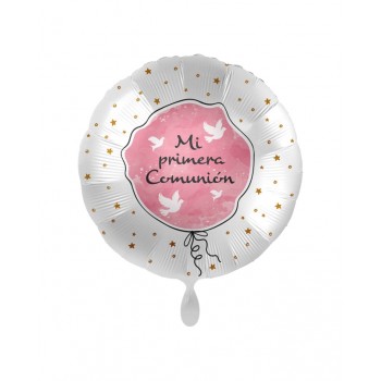 GLOBO 17"1ªCOMUNION ROSA PALOM