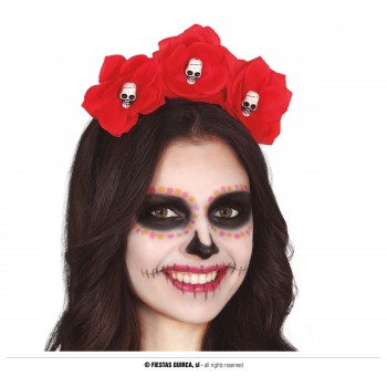 DIADEMA FLORES ROJAS C/CALAVER
