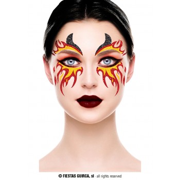 ADHESIVO FACIAL FUEGO GLITTER