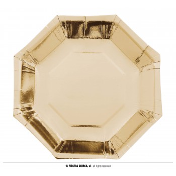 P/6 PLATO 23CM ORO OCTOGONAL