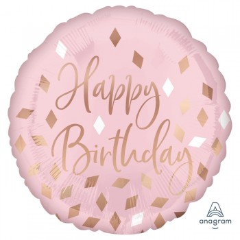 GLOBO 18"HAPPY BDAY ROSA BLUSH