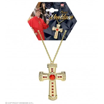 Collar Cruz Oro Gemas