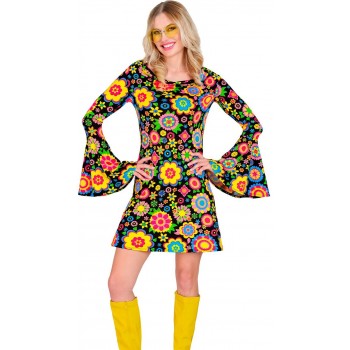 DISF.TRAJE HIPPIE FLORES XXL