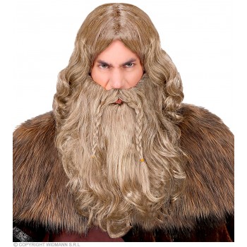 PELUCA+BARBA VIKINGA RUBIA