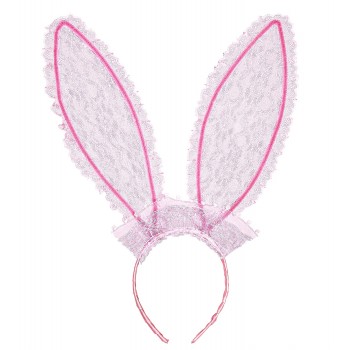 DIADEMA OREJAS CONEJO ROSA GDE