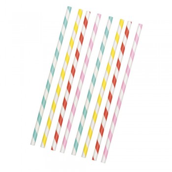 P/24 CAÑITAS PAPEL RAYAS COLOR