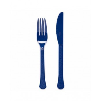 P/12 Tenedor+Cuchillo Pl.Azul