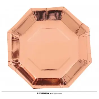 P/6 PLATO 23CM ORO ROSA OCTOGO