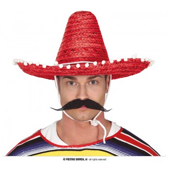 SOMB.MEJICANO PAJA 45CM ROJO