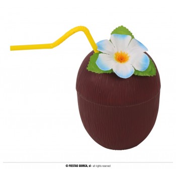 VASO COCO C/CAÑITA FLOR