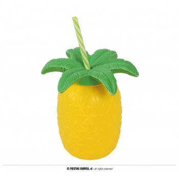 VASO PIÑA C/CAÑITA 16CM