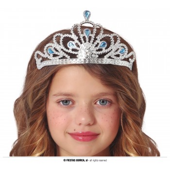 TIARA PLATA GEMAS AZULES
