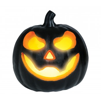 CALABAZA NEGRA FOAM C/LUZ 16CM