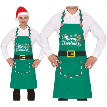 DELANTAL VERDE MERRY CHRISTMAS