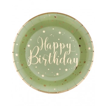 P/10 PLATO VERDE BDAY VER/ORO