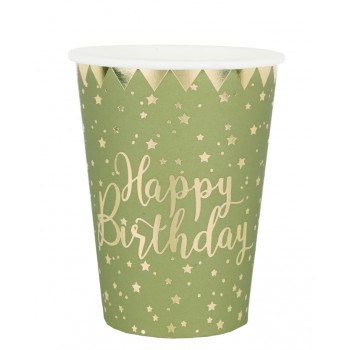 P/10 VASO H.BDAY VERDE/ORO