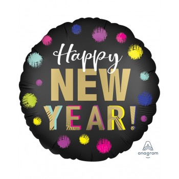 GLOBO 18"NEG.H.NEW YEAR PUNTOS