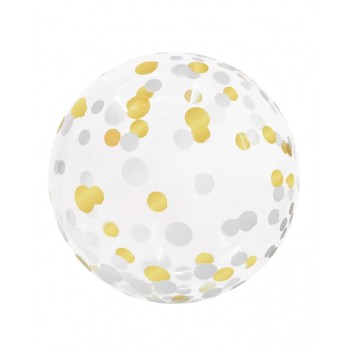 GLOBO 18"BURB.CONFETTI ORO/PLA