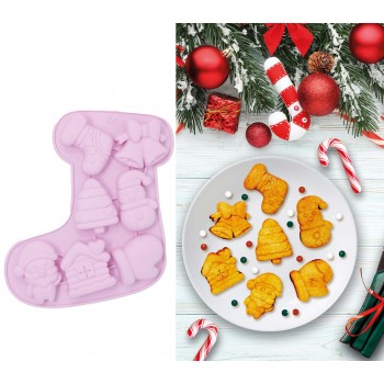 Molde 7 Pasteles Navidad Bota