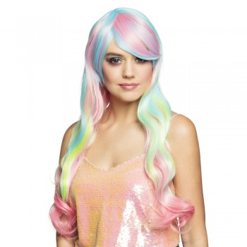 PELUCA MULTICOLOR PASTEL ONDAS