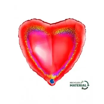 GLOBO CORAZON ROJO HOLOGRAFICO