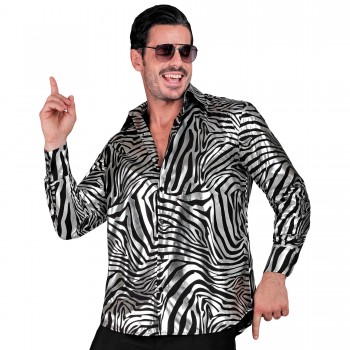 Camisa Animal Print Plata L/Xl
