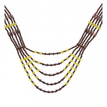 COLLAR TRIBAL CUENTAS MADERA