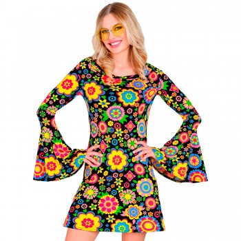 Disf.Traje Hippie Flores T-L
