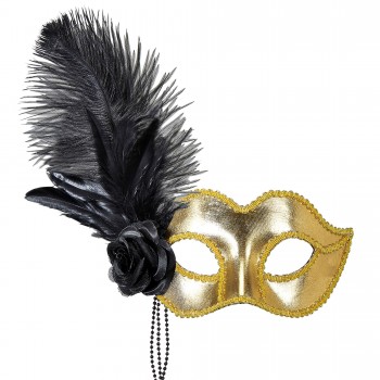 Antifaz Veneciano Oro C/Pluma