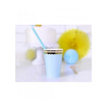 P/6 VASO AZUL BORDE ORO