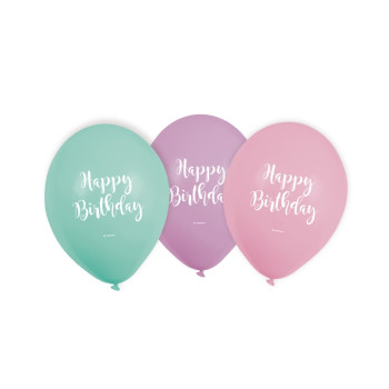 B/6 GLOBO HAPPY BDAY PASTEL