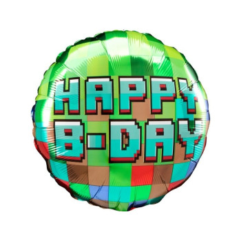 GLOBO 18"HAPPY B-DAY PIXEL