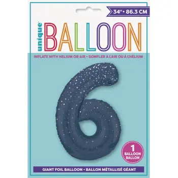 GLOBO Nº6 AZUL HOLOGRAFIC.86CM